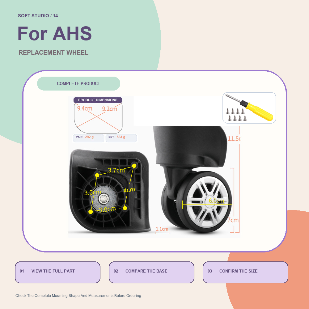 Silent Replacement Luggage Wheels - Rueda de reemplazo para equipaje de