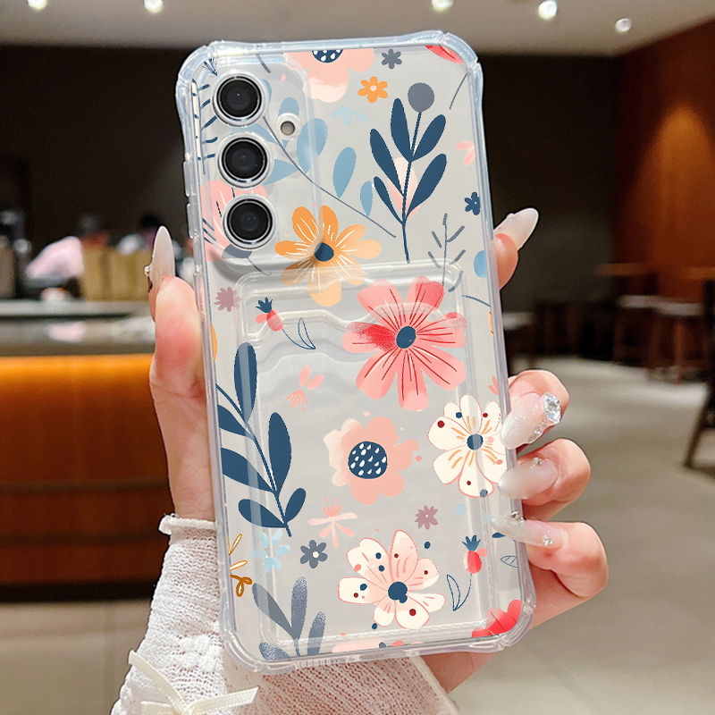 Wallets - Funda tipo cartera con flores coloridas