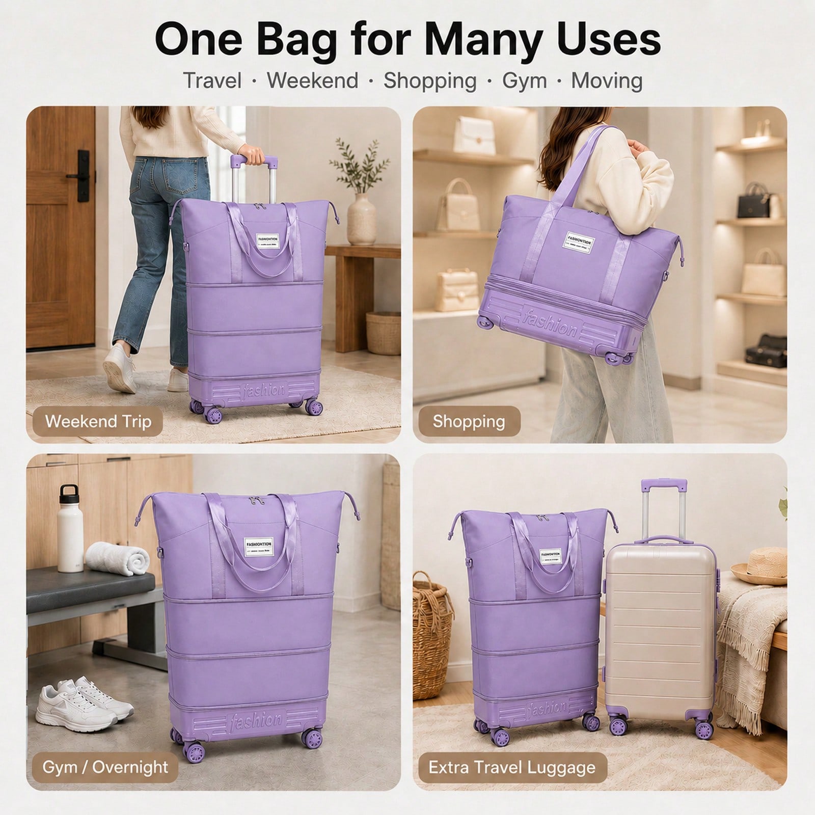 Bolsa de viaje con ruedas y as - Foldable Rolling Luggage Bag reseña y precio
